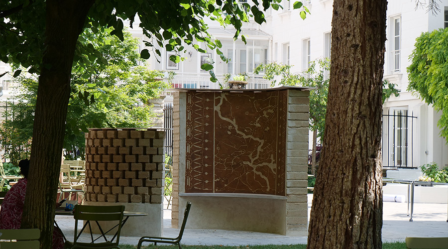 Raw Earth Sgraffito Pavilion built at Reid Hall by Columbia Architects